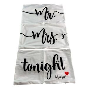 Set of 3 Decorative Pillow Covers Mr Mrs Tonight Not Tonight Zipper 19.5x12 NIP